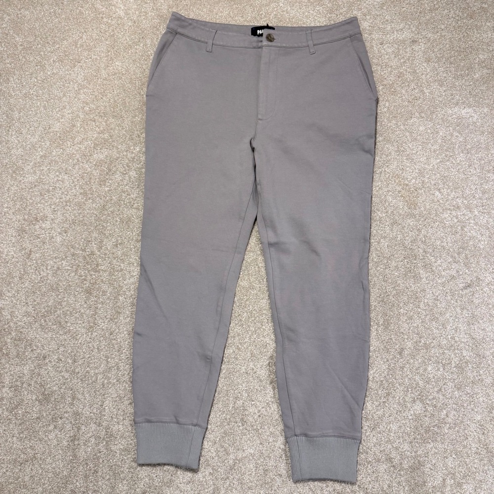 PAIGE Jogger Pants Men 33 Gray Shark Fin M834374-6856 Knit Cuffed Slim Stretch